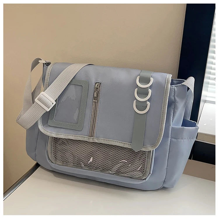 Y2K Japanese Harajuku School Bags for Girls New Transparent Itabag Crossbody Bag DIY Badges Display Plate Ita Bag