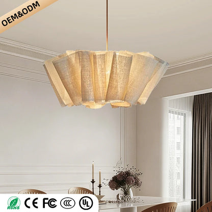 Wabi Sabi Chandelier Handmade Fabric LED Pendant Lights Vintage Living Room Study Clothes Shop Restaurant Designer Hanging Light