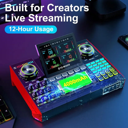 Living-Professional Condenser Microphone Kit with Audio Mixer Live Sound Card for PC Streaming Podcasting Gaming Voice Changer-S