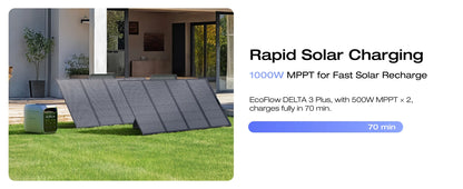 ECOFLOW Solar Generator DELTA 3 Plus with 45W Solar Panel, 1000W Solar Input, 1022Wh LiFePO4 Battery, Portable Power