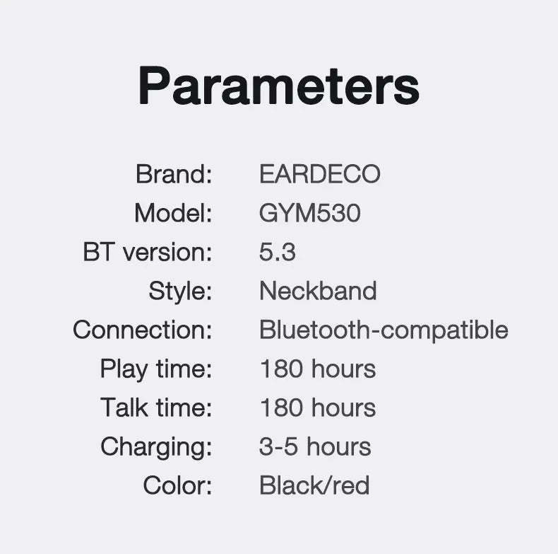 EARDECO 180 Hour Endurance Bluetooth Headphone Bass Wireless Headphones with Mic Stereo Neckband Earphones Sport Headset TF Card