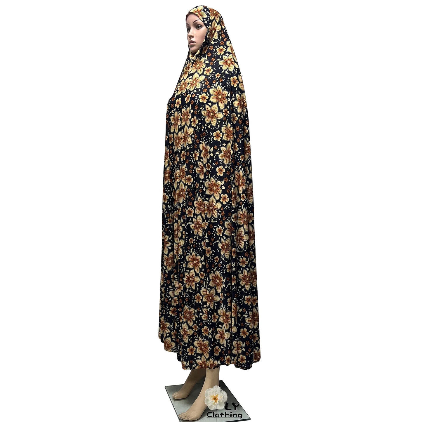 New Sleeveless Pullover Dress Women Prayer Garment Dubai Abaya Arab Jibab Flowers Print Loose Femme Khimar Kaftan Clothes 6XL