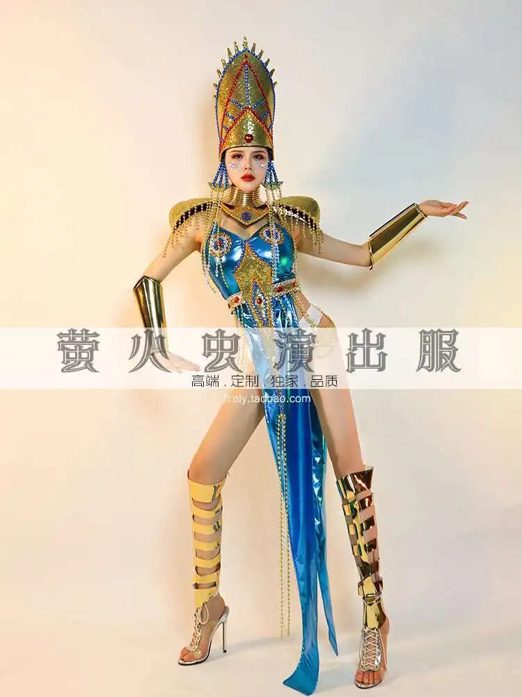 Firefly Bar Gogo Performance Costume for Women New Gold Egyptian Pharaoh Queen Exotic Style Elegant Stage Outfit
