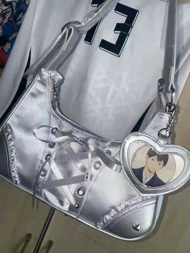 Inner Spicy girl small ITABAG ancient shoulder bag New trendy Y2k Japanese ita bag PU +Nylon cloth women's bags