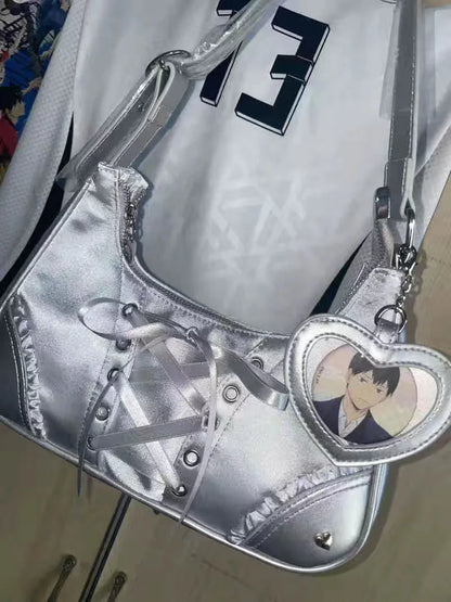 Inner Spicy girl small ITABAG ancient shoulder bag New trendy Y2k Japanese ita bag PU +Nylon cloth women's bags