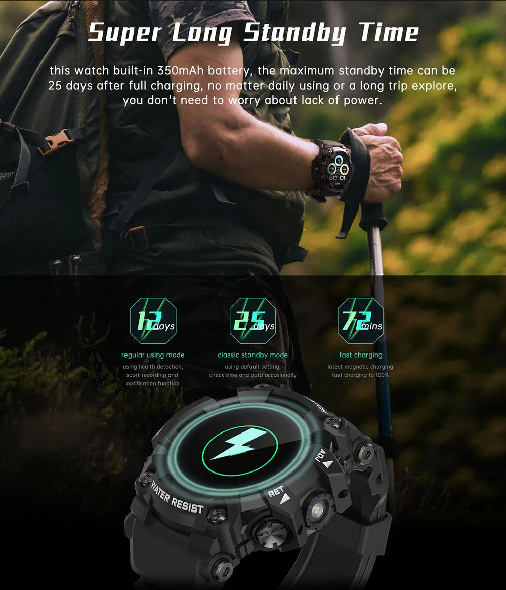 2026 Altitude Barometer Men's Smartwatch Bluetooth Talking Compass Air Pressure Multi Sport Smart Watch for iOS Android