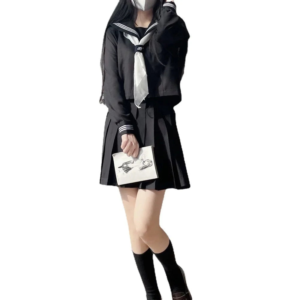 Japanese School Uniform Girls Plus Size Jk Suit Plus size Basic Sailor Uniform Women Long Sleeve Suit