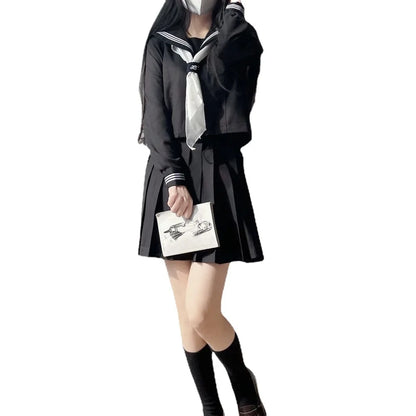 Japanese School Uniform Girls Plus Size Jk Suit Plus size Basic Sailor Uniform Women Long Sleeve Suit
