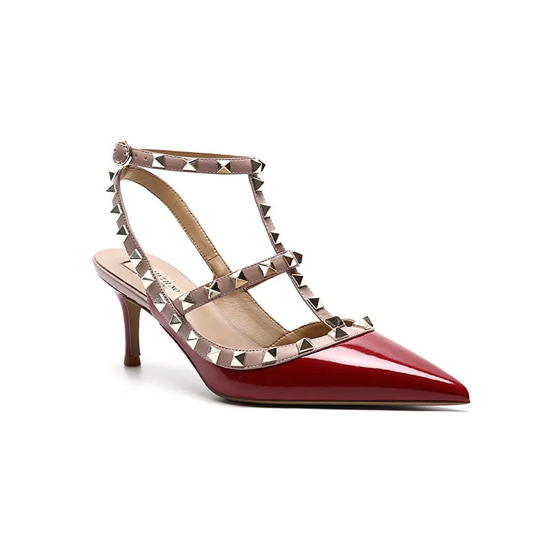 Women's Gladiator sandals Summer 2026 Luxury With Ankle Strap Pointed Toe Fashion Rivet High Heels Party Ladies Shoes Women 10cm