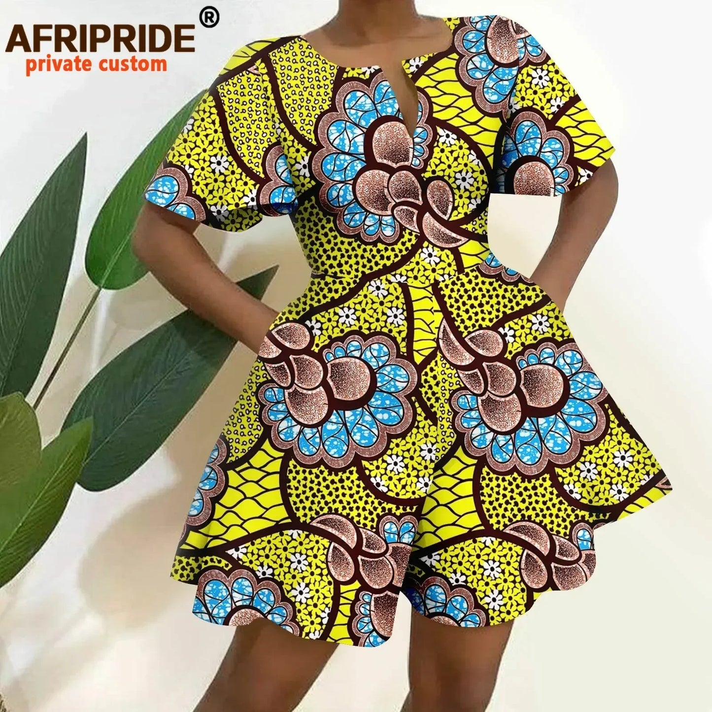 2026 African Clothes for Women Short Sleeve High Waist Print Jumpsuit Casual Cotton Summer Outfits Rompers Playsuits A2329001