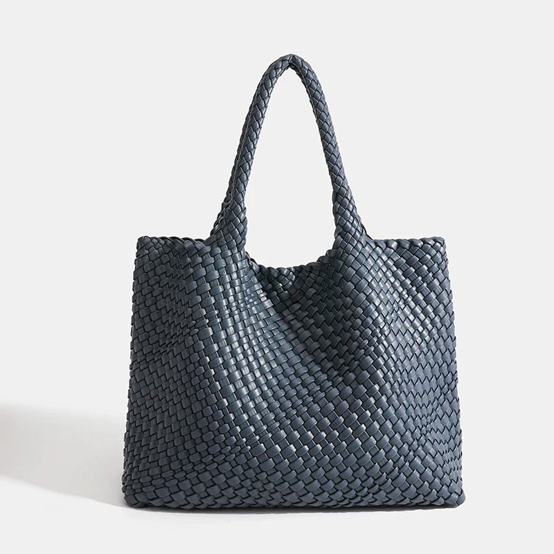 Large-Capacity Designer Knitting Fashion PU Leather Women's Shoulder Bag Handbags for Beach Travel Single-Shoulder Ladies Bag