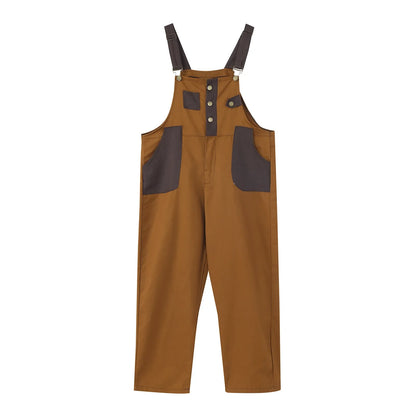 Couples American Retro Khaki Work Overalls Japanese-Style Loose-Fit Unisex Straight-Leg Pants for Men On Both Sides Cargo Pants