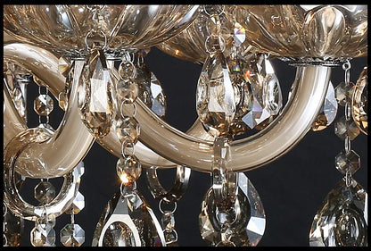 New Modern Candle Cognac Color Crystal Chandelier Living Room Large Light Atmosphere Restaurant Bedroom Lobby Hotel Hanging Lamp
