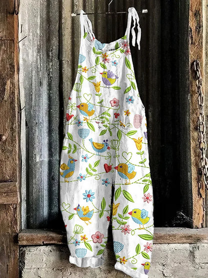 Suspenders Jumpsuits Women Print One Piece Pocket Overalls Sling Long Pants Casual Loose High Waist Rompers Y2k Streetwear 2025