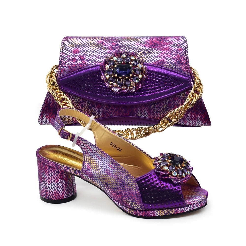 doershow nice African Shoes And Bag Matching Set With orange Hot Selling Women Italian Shoes And Bag Set For Wedding   SVC1-3