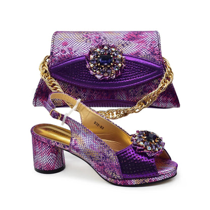 doershow nice African Shoes And Bag Matching Set With orange Hot Selling Women Italian Shoes And Bag Set For Wedding   SVC1-3