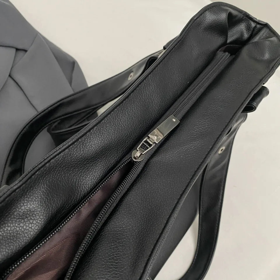 Women's Large Capacity Shoulder Casual Tote Bag Laptop Roomy Handbag Soft Leather Crossbody Business Black Big Bag A4 Sac A Main