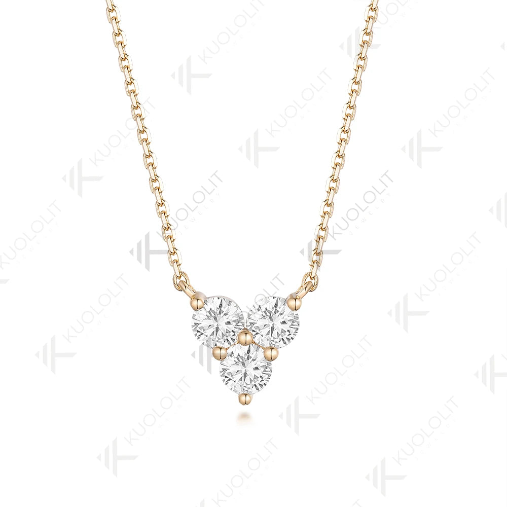 Kuololit 1CTW Moissanite Necklaces Solid 18K 14K Pendant for Women Jewelry for Engagement with Wedding Gift Classic Christmas