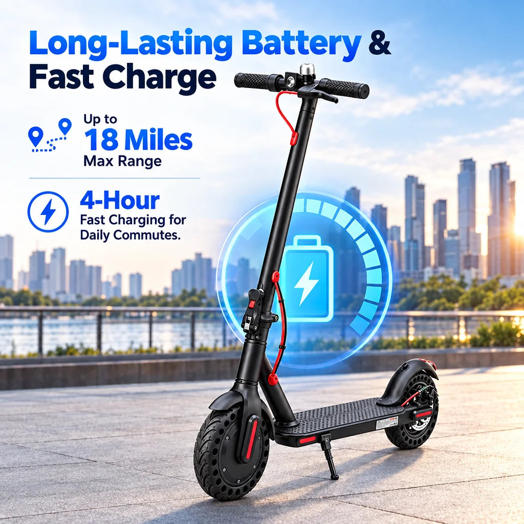 350W Electric Scooter Adults 19MPH Foldable E-Scooter 8.5" Solid Tires Smart APP LCD 18 Miles Range Dual LED Lights Commuting
