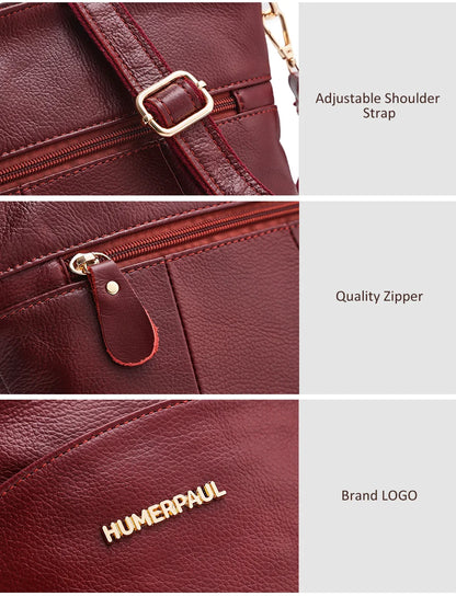 100% Genuine Leather Women Messenger Bags Casual Cell Phone Purse with Adjustable Strap Multiple Pockets Crossbody Shoulder Bag