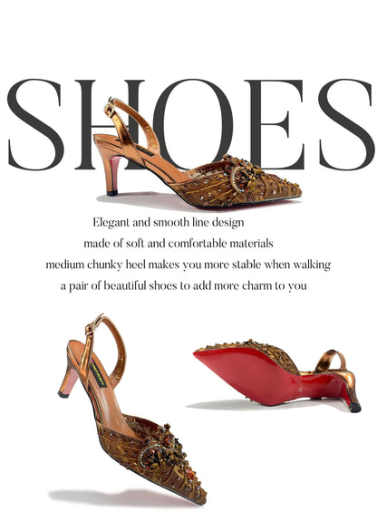 Queena Yan New Arrival Purple Color Rhinestone Decoration Design Party Wedding Lady Pointed Toe High Heels and Bag Set