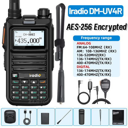 Iradio DM-UV4R DMR Walkie Talkie Dual Mode Dual Time Slot AES-256 Encryption Digital Analog SMS NOAA For RT-4D Ham Radio