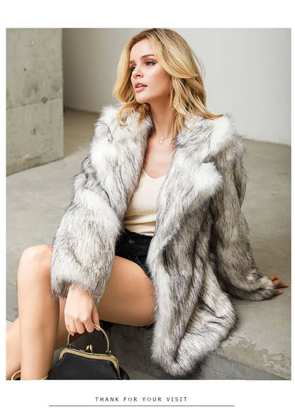 2026 Winter Plus Size Furry Faux Fur Coat Women Elegant Long Sleeve Plush Jacket Lady Luxury Large Thick Warm Fluffy Blazer Coat