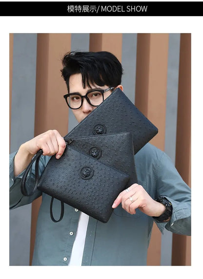 New Business Style Men Clutch Large Wallet Soft PU Leather Male Wristlet Pack Bag Elegant Leisure Stylish HandBags Envelope Bag