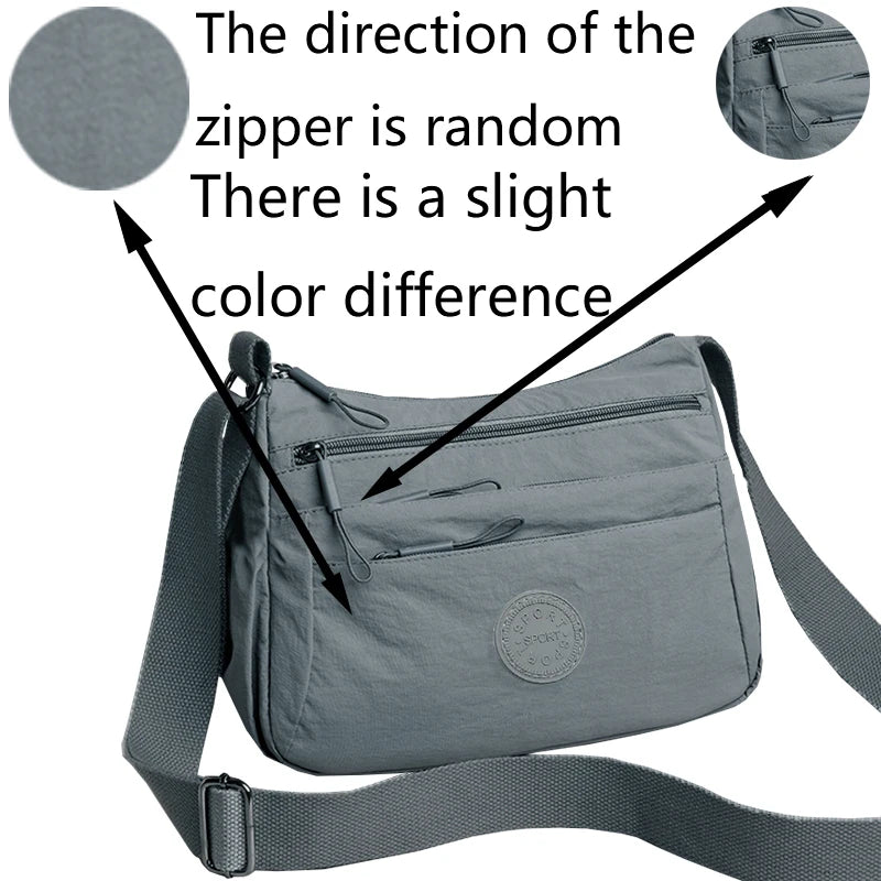 Fashionable Women's Crossbody Bag, Casual Nylon Shoulder Purse with Multiple Pockets, Available in Multiple Colors