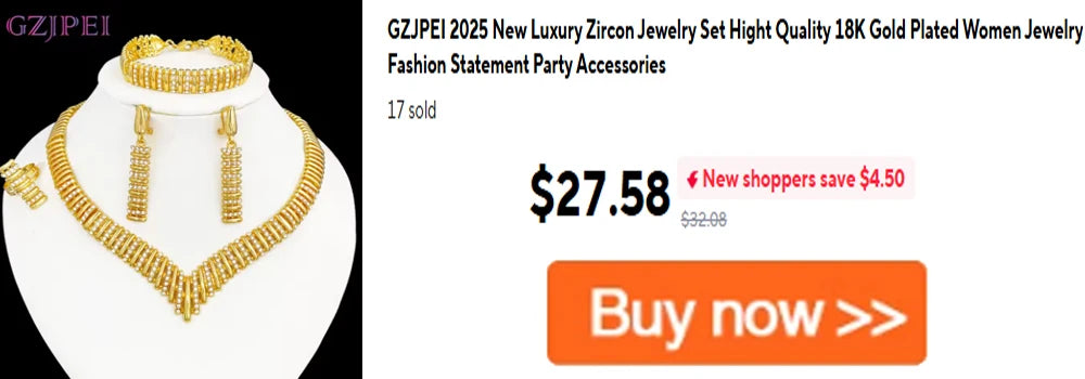 GZJPEI Elegant Crystal Zircon Jewelry Set For Women  Dubai Nigerian Bridal Wedding Party Jewellery Mother's Day Gift 2026 New