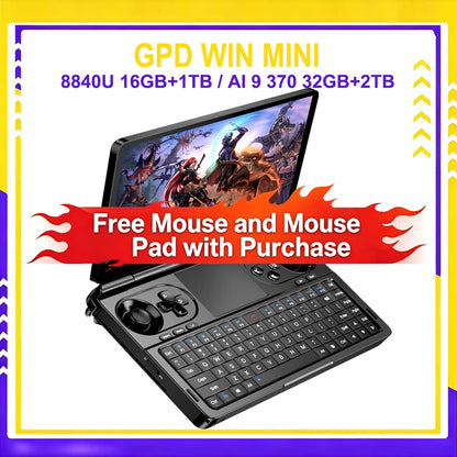 2025 New GPD WIN Mini AMD AI 9 HX 370 Handheld GamePad Tablet 32GB DDR5 2TB SSD 7 Inch Mini Pocket Laptop Game Player Console