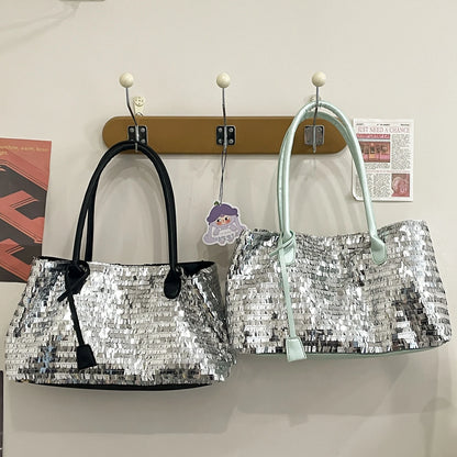 LEFTSIDE Sequins Shoulder Bags for Women 2025 Designer New Trendy Fashion Evening Party Bling Square Bag Handbags and Purses