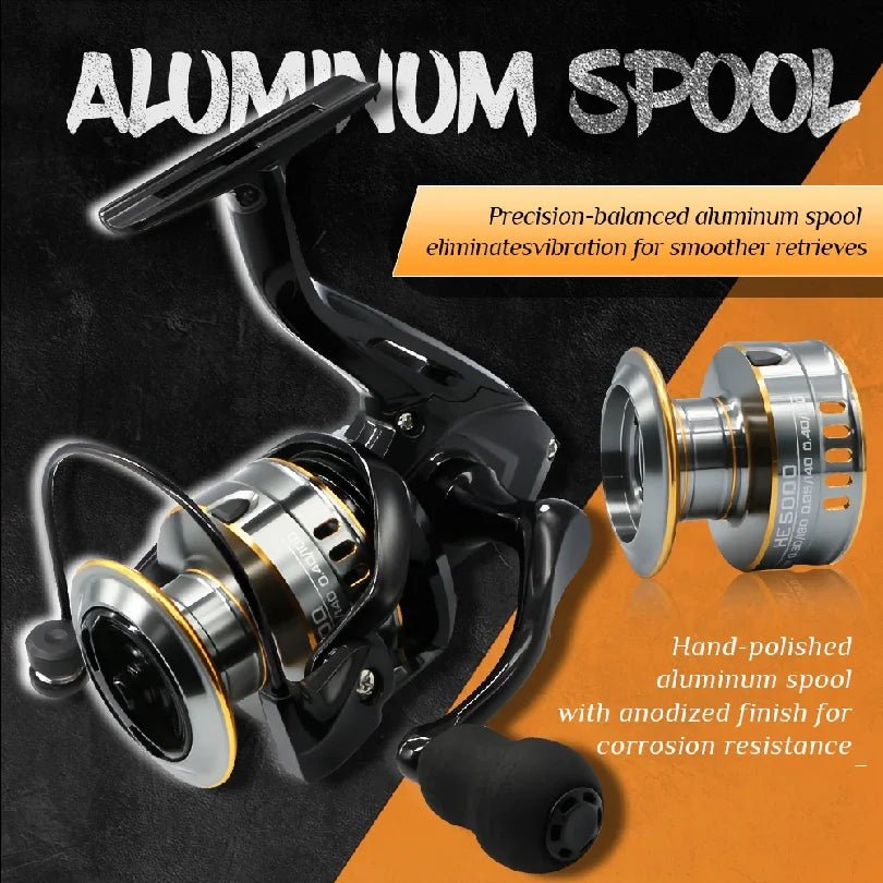 Fishing accessorHE Spinning Reels Ultralight Metal 5.2:1 Gear Ratio 1000-7000 Saltwater Or Freshwater Big Max Drag Fishing Reels