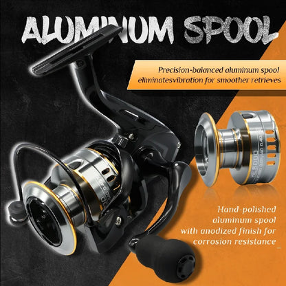 Fishing accessorHE Spinning Reels Ultralight Metal 5.2:1 Gear Ratio 1000-7000 Saltwater Or Freshwater Big Max Drag Fishing Reels