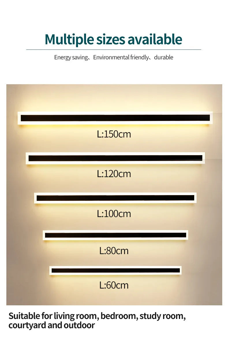 Modern Waterproof outdoor Long Strip LED wall lamps IP65 Iron Wall Light Garden porch Sconce Lights 110V 220V wall washer
