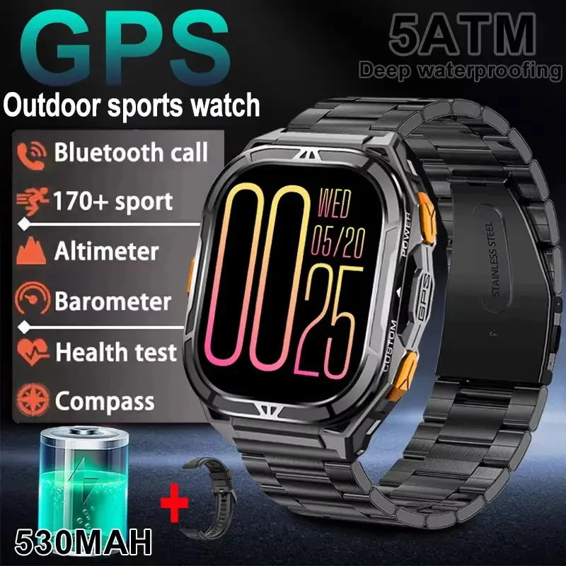 Luxury AMOLED Smartwatch Real GPS 5ATM Waterproof Smart Watch Electronic Clock Sports Wrist Digital Watches for Man Android 2026