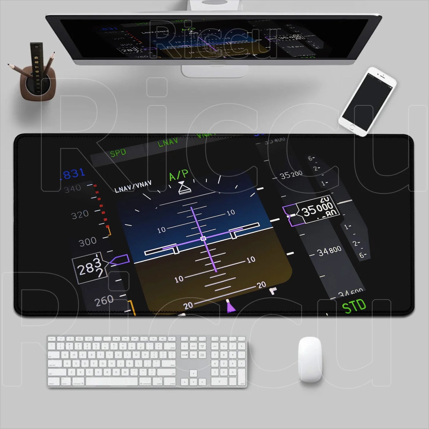 HD Airplane Speedometer Mouse Pads Plane Instrument Panel XXL Mousepad Non-slip Rubber Desk Mat Pc Gamer Deskmat Cockpit Playmat