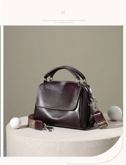 Women Cow Leather Commute Crossbody Bags Women Retro Cowhide Large Capacity Shoulder Bag Ladies Fashion Luxury Designer Handbags