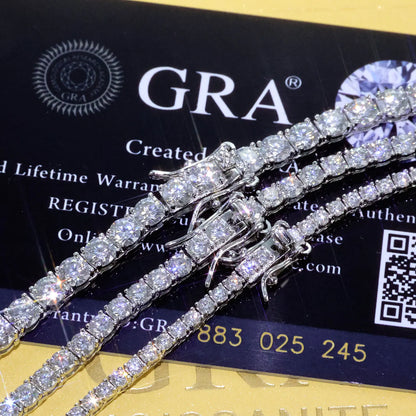 Luxur Jewelry 925 VVS 2/3/4/5MM Width Moissanite Tennis Necklace Pass Diamond Test Bling Iced Sterling Silver Chain with Gra