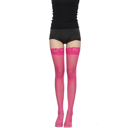 Women Stockings Over Knee  Thigh High Tights Sexy Floral Lace Patchwork Socks Transparent Silk Stocking with Lace Socks Woman