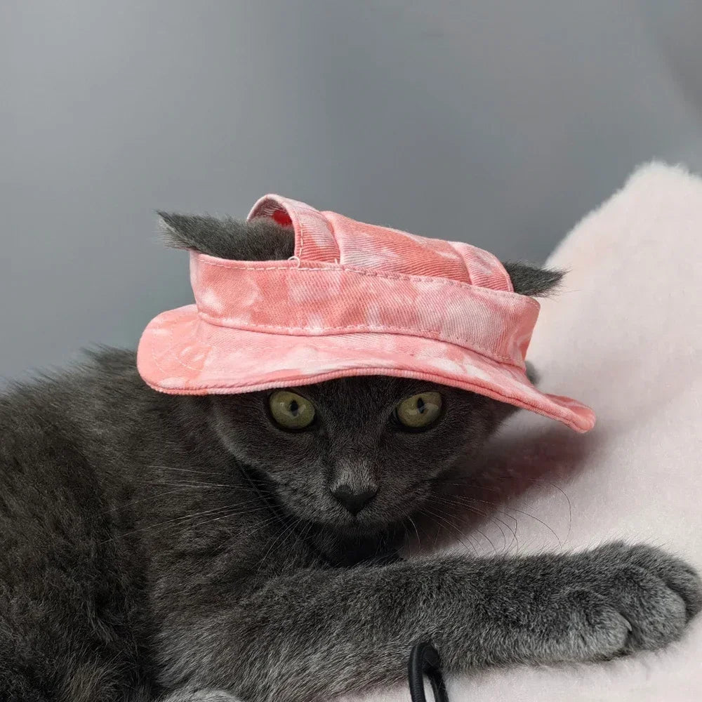 Pets Hat with Ear Holes Adjustable Baseball Cap for Medium Small Dogs Summer Dye Cats Sun Cap Pet Outdoor Hat Pet Supplies