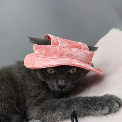 Pets Hat with Ear Holes Adjustable Baseball Cap for Medium Small Dogs Summer Dye Cats Sun Cap Pet Outdoor Hat Pet Supplies