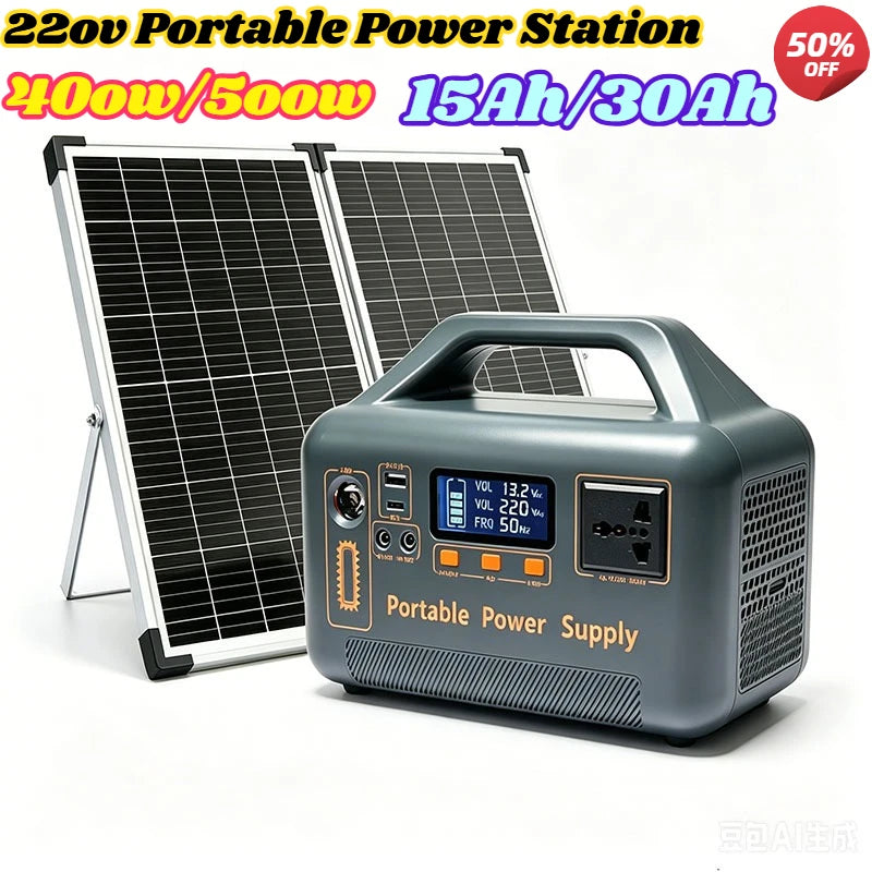 500W 220V Portable Power Station 400W 15-30Ah Power Bank LiFePO4 for Solar Generator Outdoor Energy Camping RV Backup Power Bank