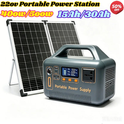 500W 220V Portable Power Station 400W 15-30Ah Power Bank LiFePO4 for Solar Generator Outdoor Energy Camping RV Backup Power Bank