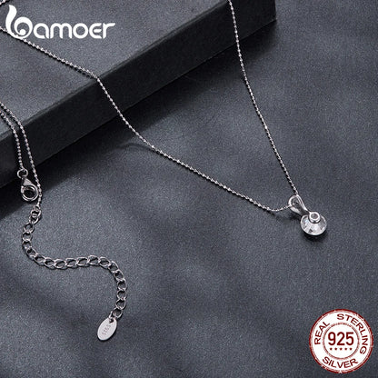BAMOER 1CT Rotatable Moissanite Necklace, 925 Sterling Silver Halo Pendant Necklace with Beads Chain for Women Sparking Gift