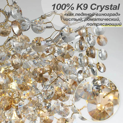 Chrome Crystal Branch Chandelier Light For Dining Living Room Kitchen Bedroom Round Crystal Ceiling Chandelier Peandant Lights