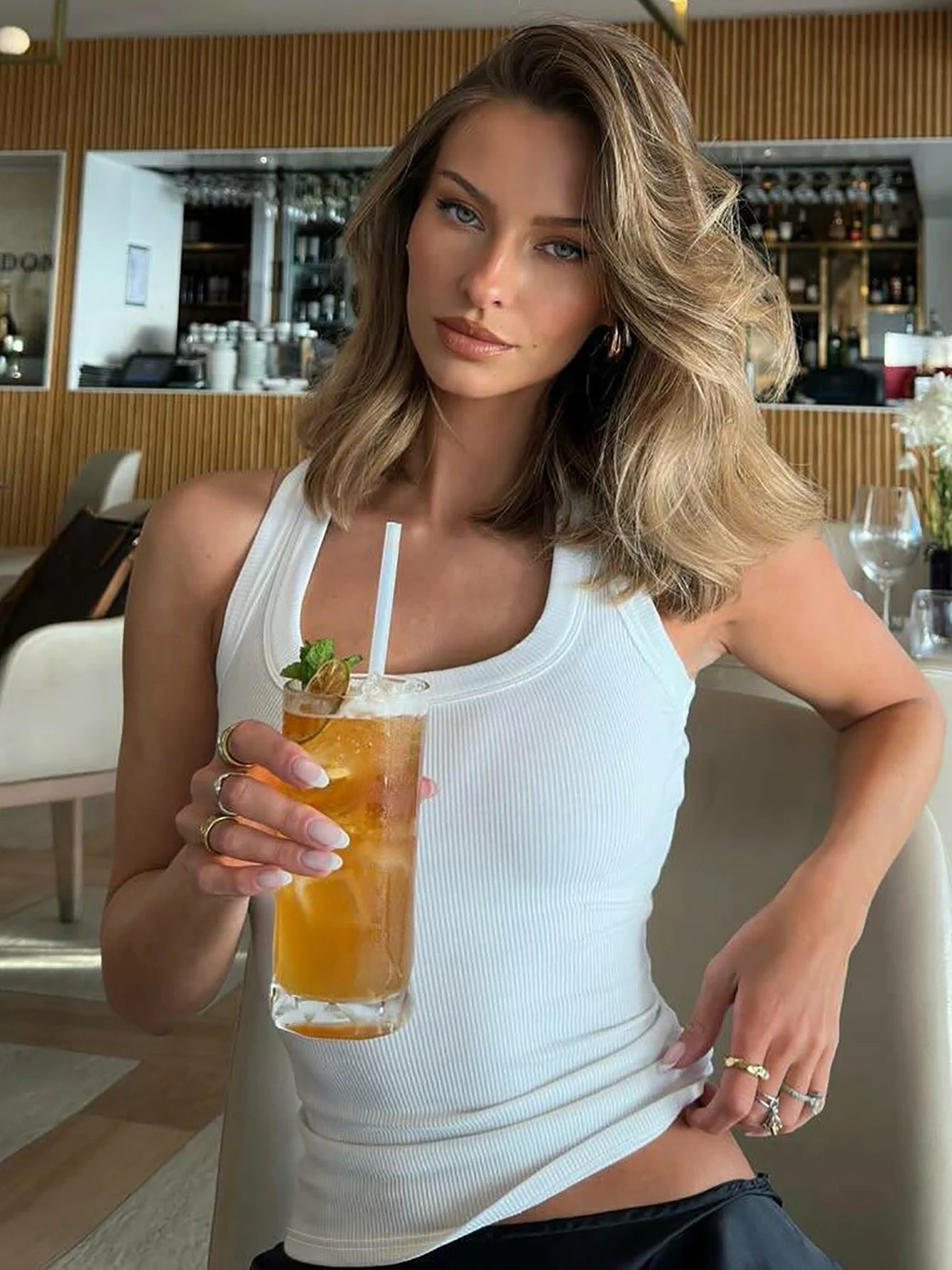 Dulzura Square Collar Sleeveless Slim Ribbed Tank Top Women'S Solid Sexy Casual Top Party Club Street Summer Clothes Wholesale
