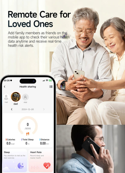 2026 New Body Analysis Health Smart Watch ECG+PPG Uric Acid Blood Pressure Blood Oxygen Clock Call AMOLED Smart Watch Men Women