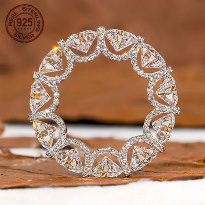 Luxury 925 Silver Rings For Women 6.50MM Round Lab Grown Diamond Zircon Wedding Band U Prong Micro Pave Full Eternity Jewelry
