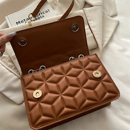 Light Luxury Trend Argyle Quilted Small Square Bag Metal Letter Tassel Flap Crossbody Bags Commuting Fashion Shoulder Bag